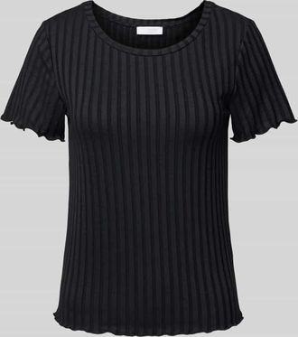 Rich & Royal T-Shirt mit geripptem Rundhalsausschnitt in Black, Gr&ouml;&szlig;e XL