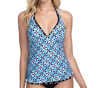 Gottex V-Neck Halter Tankini Top In Pinwheel