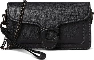 Coach Polished Pebble Tabby Wristlet Womens Handbags Black, Leather