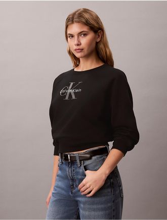 Calvin Klein Jeans Calvin Klein Womens Monologo Fleece Relaxed Sweatshirt - Black - XL