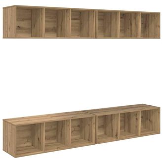 Berkfield Home Wall TV Cabinet with Shelf 4 pcs Artisan oak 37 x 37 x 107.5 cm in Brown