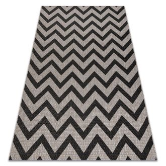 RugsX Rugsx - Alfombra De Cuerda Sisal Floorlux 20340 Plateado/negro Zigzag Grey 200x290 Cm