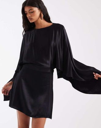 Asos mini abito a mantella in raso nero-Nessun colore