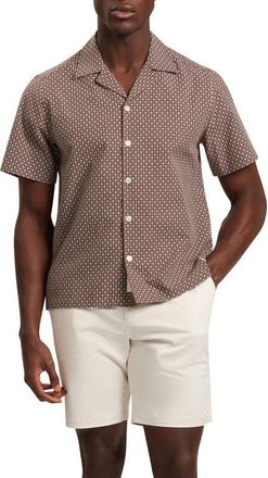 Ted Baker Merrick Geo Print Cotton Camp Shirt in Brown at Nordstrom, Size 4