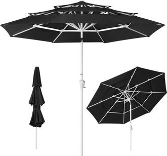 Best Choice Products 10ft 3-Tier Patio Umbrella White Pole, Outdoor Market Umbrella Steel Pole