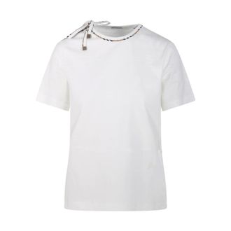 Burberry T-Shirts, female, White, Size: M Frankie Bow T-Shirt