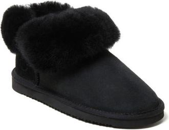 Dearfoams Fireside Perth Genuine Shearling Foldover Boot in Black at Nordstrom, Size 7.5M