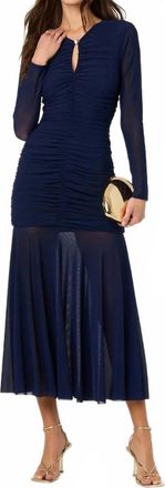 Astr Yasmine Midi Dress In Navy