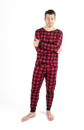 Leveret Mens Cotton Plaid Matching Family Holiday Pajamas in Plaid Black & Red at Nordstrom, Size 4X-Large