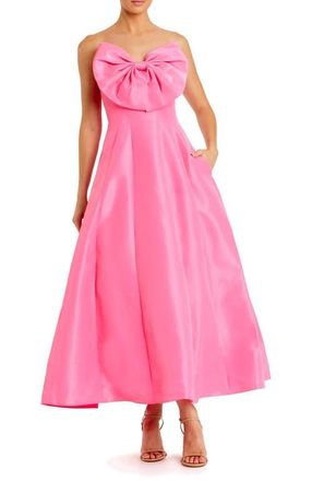 Mac Duggal Womens Strapless A-Line Tea Length Statement Bow Dress in Candy Pink at Nordstrom, Size 12