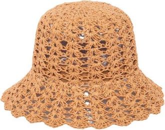 San Diego Hat Company Sofia Straw Bucket Hat in Tobacco at Nordstrom