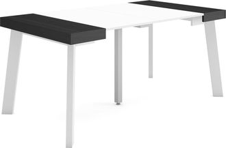 Skraut Home Mesa Consola Extensible, Mesa Comedor Plegable, 160, Para 8 Comensales, Patas De Madera, Estilo Moderno, Blanco Y Negro - Skraut Home