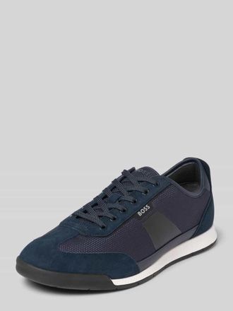 HUGO BOSS Low Top Sneaker mit Leder-Besatz Modell Nitan in Marine, Gr&ouml;&szlig;e 40