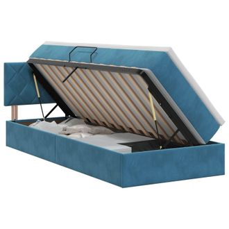 vidaXL Cama Con Almacenamiento Azul Oscuro 100 X 200 Cm Terciopelo Vidaxl