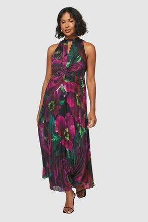 Wallis Floral Print Pleated Maxi Dress in Black at Nordstrom, Size 12