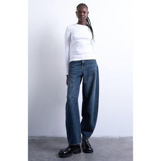 Topshop Everyday Long Sleeve Cotton T-Shirt in White at Nordstrom, Size X-Small