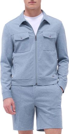 Bugatchi Soft Touch Zip Knit Shirt Jacket in Shark at Nordstrom, Size Xx-Large