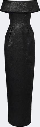 Rebecca Vallance Elowen off-shoulder lam&eacute; gown