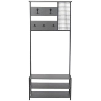 Dmora Muebles De Entrada Varsavia, Entrada Para Perchas, Composici&oacute;n Para Atrio, Consola De Almacenamiento Multifunci&oacute;n, 78x30 H182 Cm, Antracita Y Negro - 