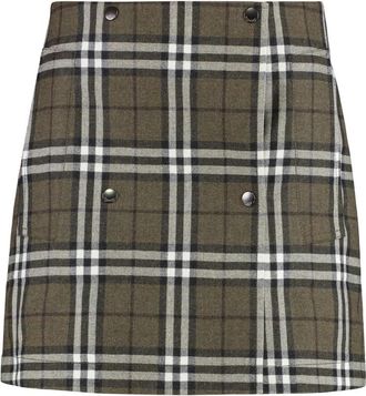 Burberry Plaid wollen mix minirok - Dames - Korte rokken - Groen - XS - Wol - Rokken