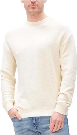 Anerkjendt Akebbe Katoen/Zijde Knit - Heren - Ronde hals truien - Beige - M - Katoen - Truien & Vesten