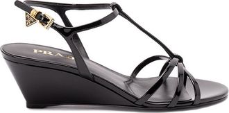 Prada Patent Leather Wedge Sandals