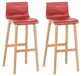 Clp Clp - Set 2 Sgabelli Hover Con Telaio In Legno Naturale A 4 Gambe Rosso