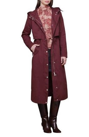 Avec Les Filles Hooded Maxi Rain Anorak in Burgundy at Nordstrom Rack, Size X-Small