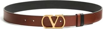 Valentino Garavani VLogo Signature Belt - female - Valentino Garavani - Belts - Brown - 80 CM - Accessories