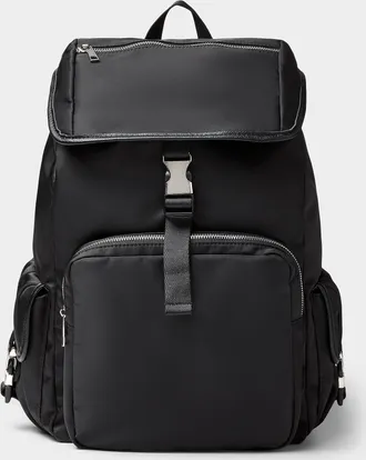 Le 31 Mens Silver-clip recycled nylon backpack
