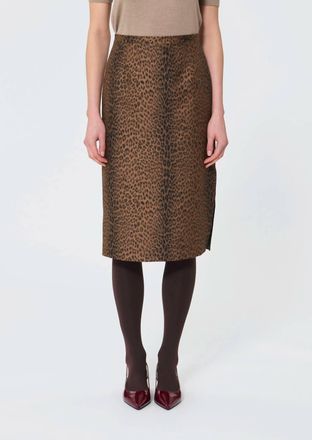 Tara Jarmon Jaden Leopard Print Pencil Skirt In Hazelnut