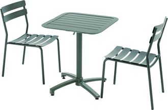 Oviala Mesa reclinable 70 x 70 cm y 2 sillas verde oscuro