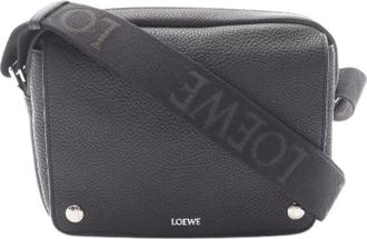 Loewe Pre-owned Pebble Leather Messenger Bag - Heren - Vintage Schoudertas - Zwart - ONE Size - Leer - Vintage