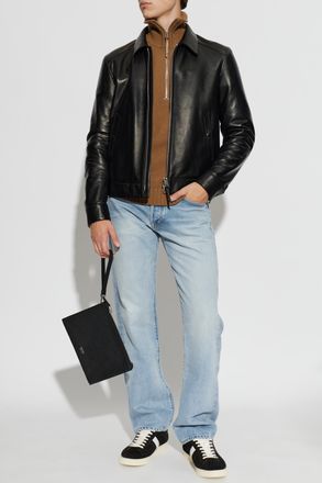 Tom Ford Leather Jacket, Mens, Black