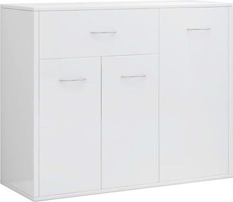 vidaXL Aparador de madera contrachapada blanco brillante 88x30x70 cm Vidaxl