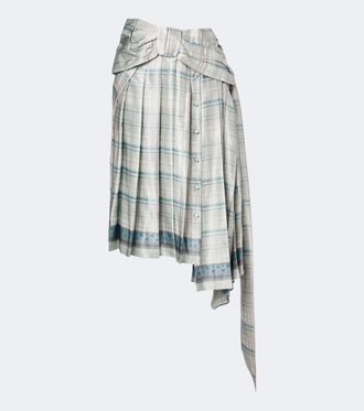 Acne Studios Gonna midi in raso di seta a quadri