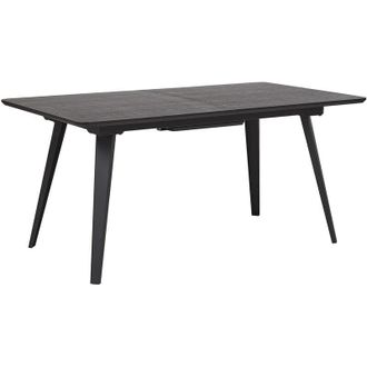 Beliani Beliani - Mesa De Comedor Marco De Acero Negro Tablero De Mdf Con Aspecto De Madera 160 X 90 Cm Extensible Para 6 Personas Rectangular Irvington