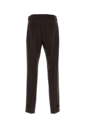 Gucci Mens Chocolate Gabardine Pant Ground Exterior: Wool Pantaloni