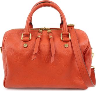 Louis Vuitton Speedy Bandouliere Monogram Empreinte Leather Orange Leather Handbag (Pre-Owned)