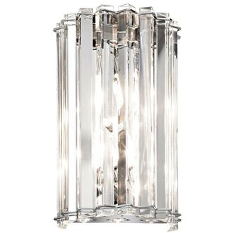 Loops IP44 Twin Wall Light Triangular Crystal Prisms Round Crystals Chrome LED G9 3.5W
