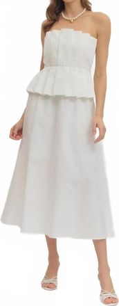 Entro Strapless Peplum Midi Dress In Off White