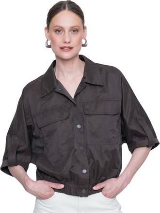 Geisha Jacket met elastische taille - Dames - Jassen - Bruin - Maat: S Polyamide