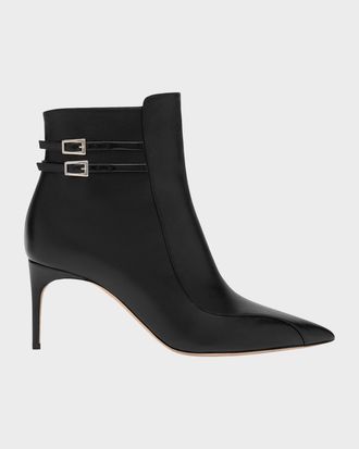 Malone Souliers Giordana Nappa Leather Double-Buckle Booties