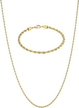 Adornia Mens 18K Gold Plated Stainless Steel Rope Chain Necklace & Bracelet Set at Nordstrom Rack