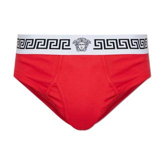 Versace Bottoms, male, Red, Size: 2XL Ribbed Cotton-Jersey Briefs