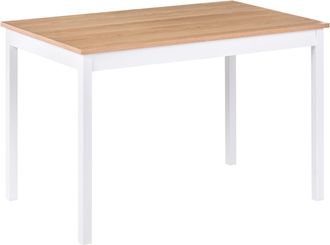 Beliani Mesa De Comedor De 120 X 75 Cm Tablero De Mdf Chapado En Roble Claro Patas De Madera De Pino Blancas Houston
