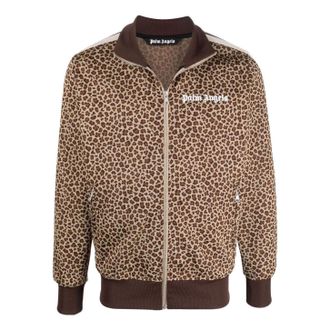 Palm Angels Leopard Track Jacket Brown White PMBD001S22FAB0076103