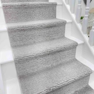 Runrug Stair Runner Carpet - Soft & Comfortable, 0.35 Inch - Quin in Pale Grey | Size: 66 cm x 720 cm