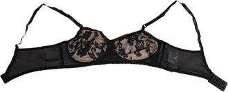 Dolce & Gabbana Zwarte Nude Bloemenkant Sheer Bh - Dames - BHs - Veelkleurig - S - Katoen - Ondergoed