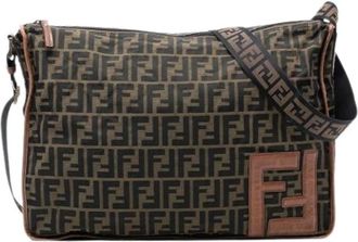 Fendi Pre-owned Canvas Crossbody Bag - Dames - Vintage Schoudertas - Bruin - ONE Size - Leer - Vintage